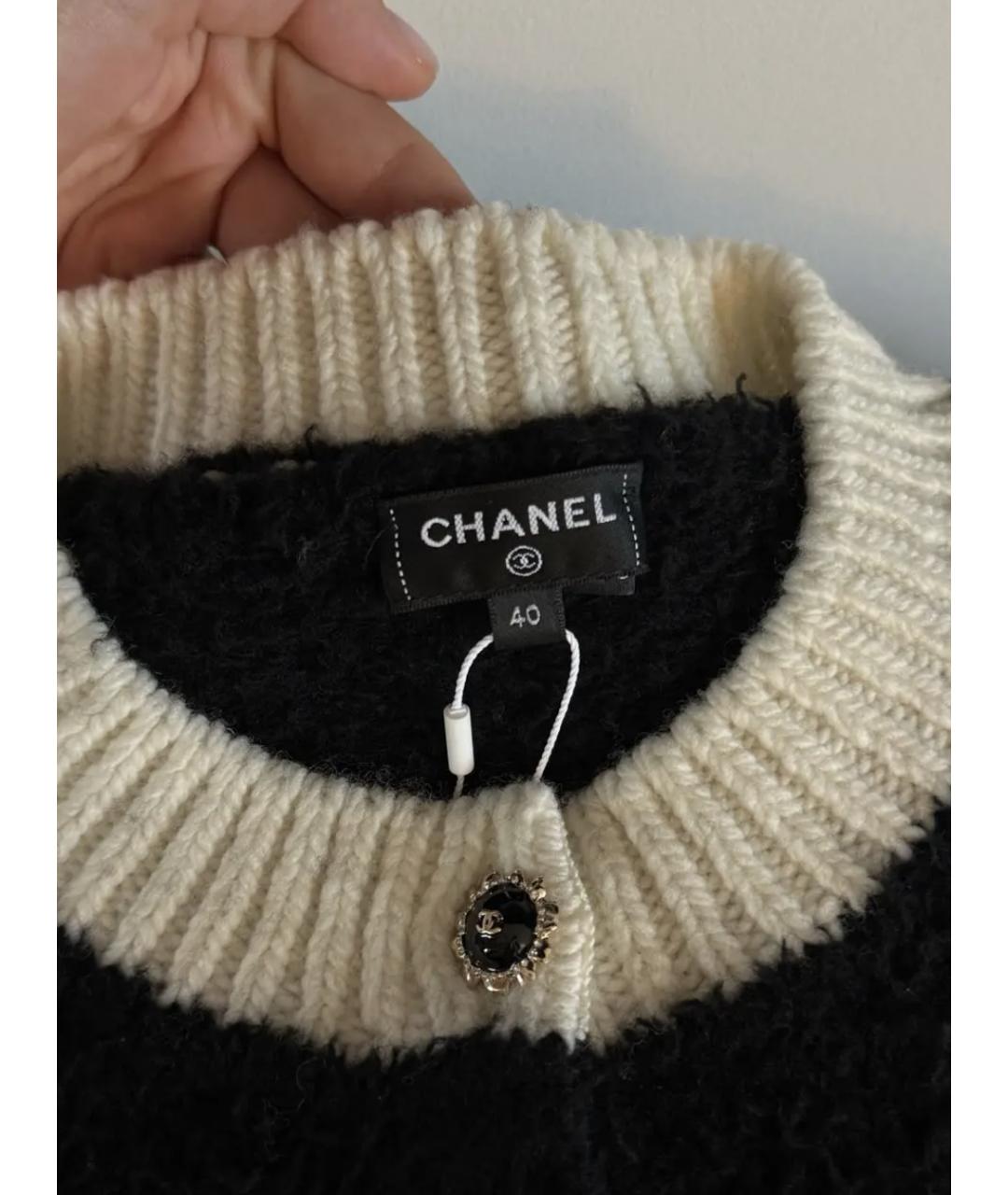 CHANEL Черный шерстяной кардиган, фото 3