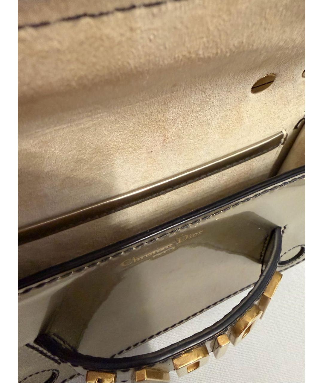 CHRISTIAN DIOR Серебряная кожаная сумка через плечо, фото 4