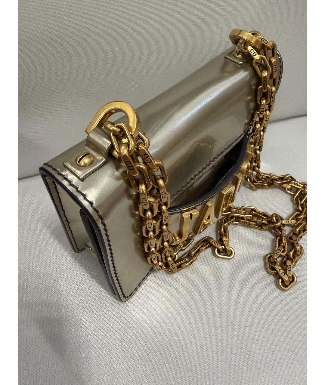 CHRISTIAN DIOR Серебряная кожаная сумка через плечо, фото 2