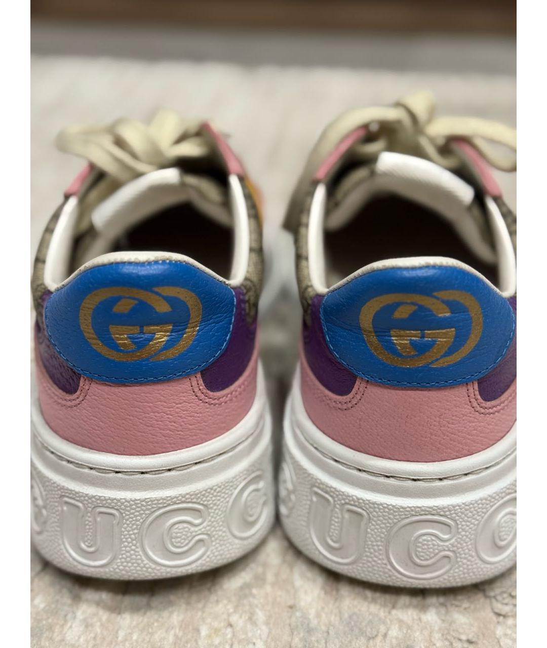 GUCCI Бежевые кожаные кроссовки, фото 4