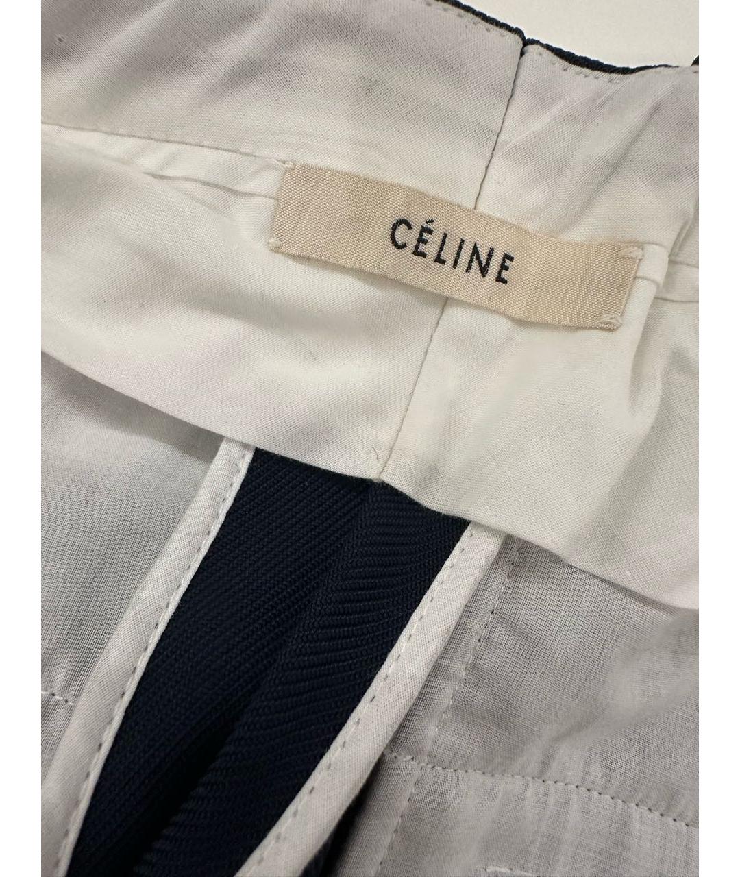 CELINE Темно-синие вискозные прямые брюки, фото 3