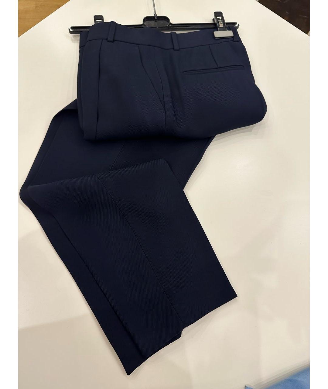 CELINE Темно-синие вискозные прямые брюки, фото 6