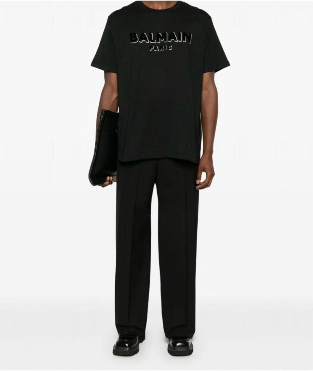 BALMAIN Черная хлопковая футболка, фото 2