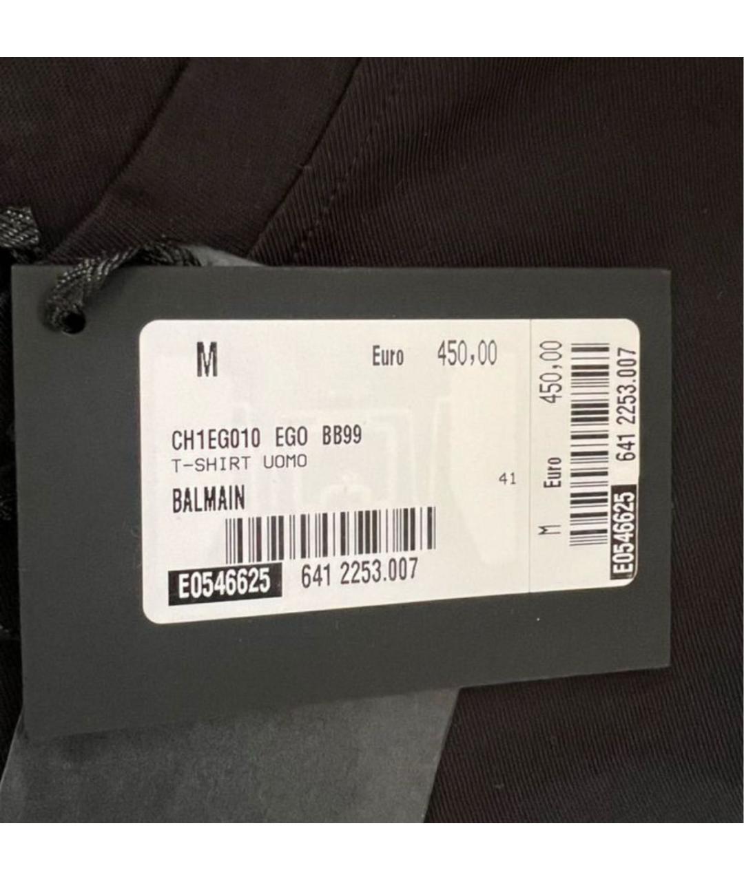 BALMAIN Черная хлопковая футболка, фото 3