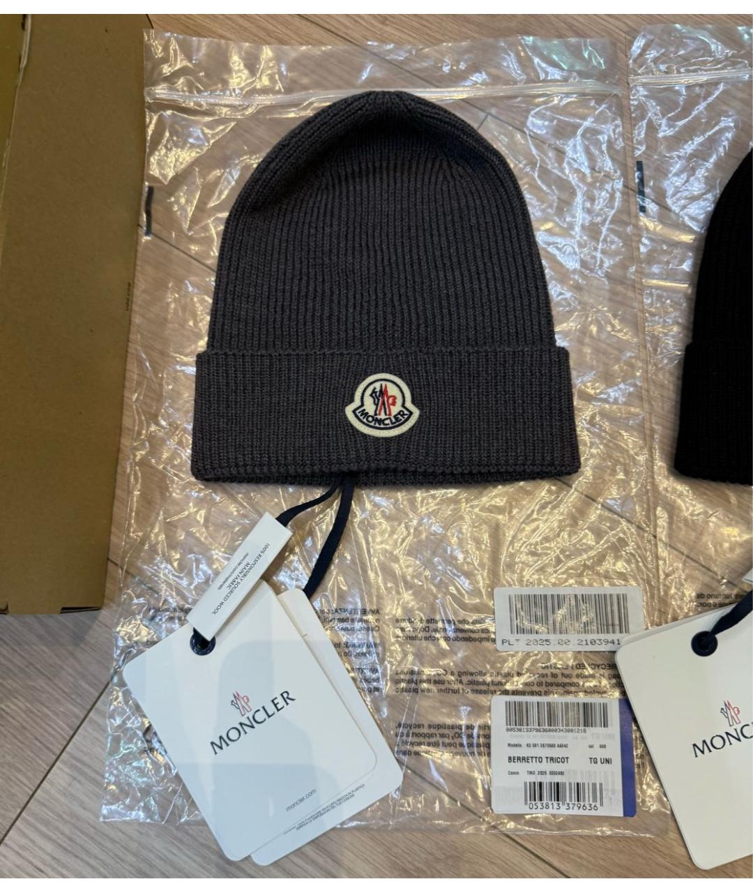 MONCLER Серая шерстяная шапка, фото 6