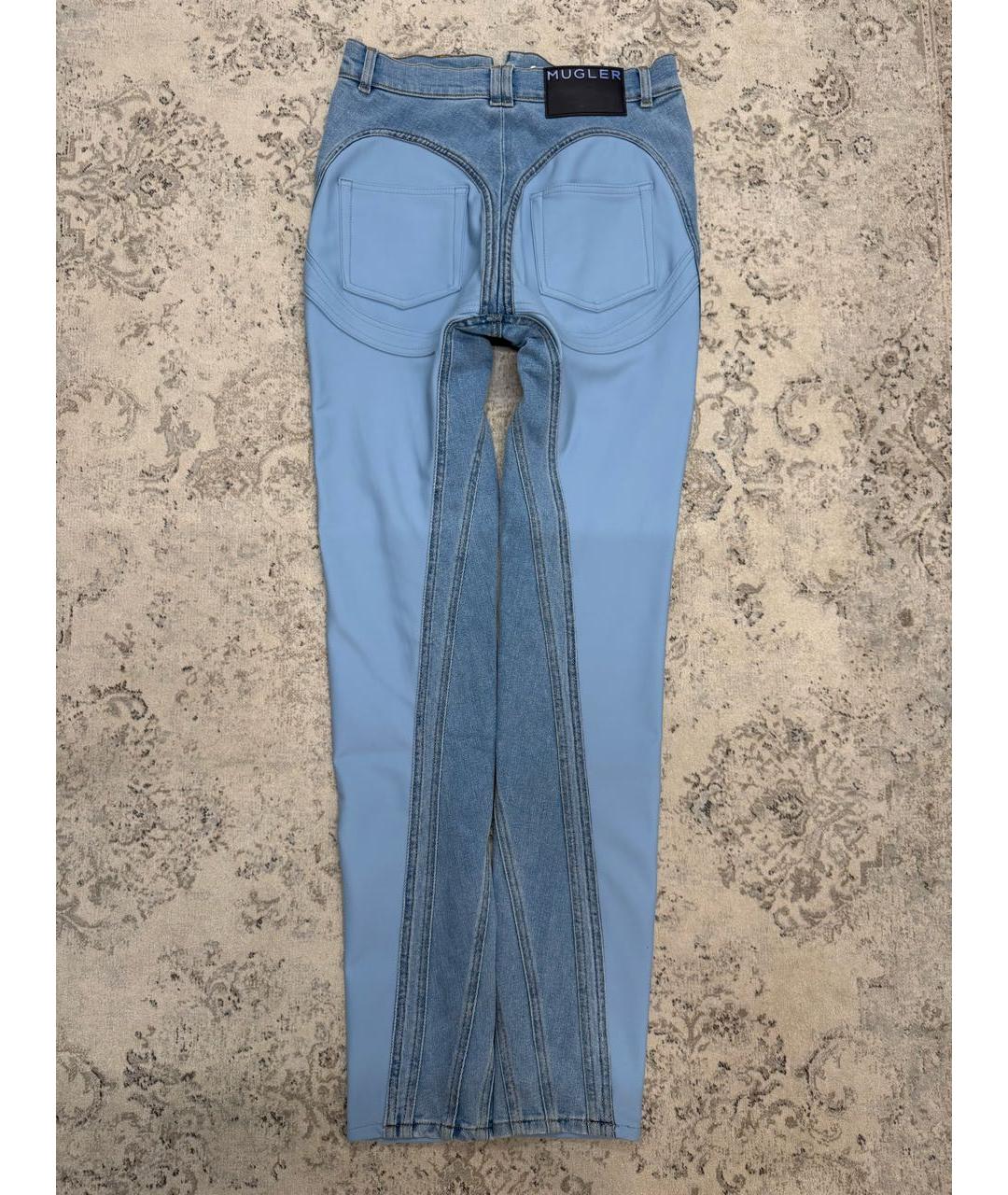MUGLER Голубые хлопковые джинсы слим, фото 2