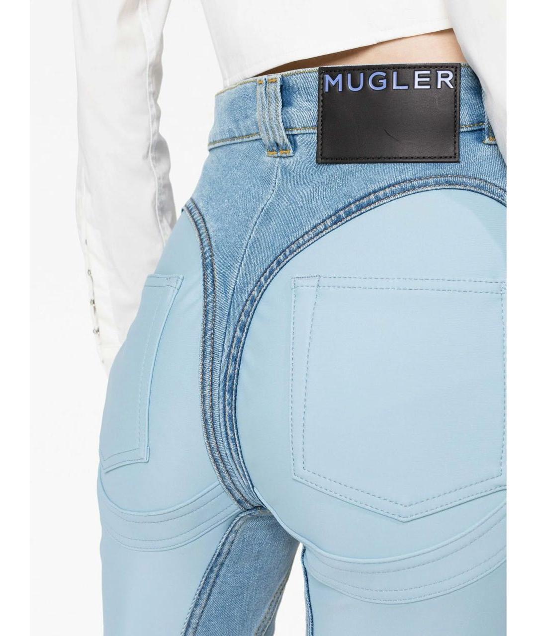 MUGLER Голубые хлопковые джинсы слим, фото 5