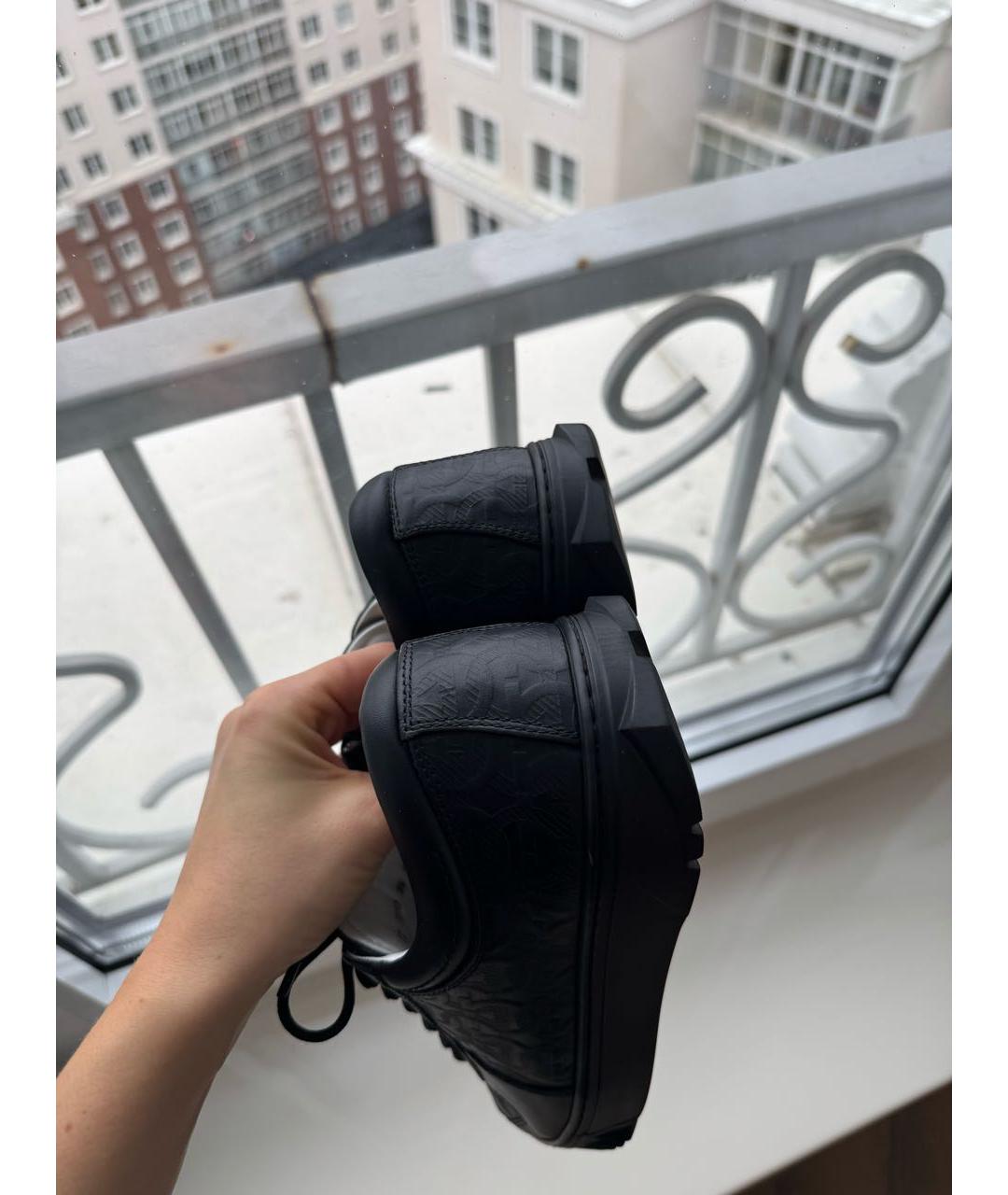 FERRAGAMO Черные кожаные низкие кроссовки / кеды, фото 4