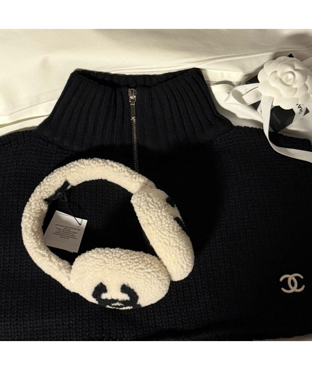 CHANEL Черные шерстяные наушники, фото 2