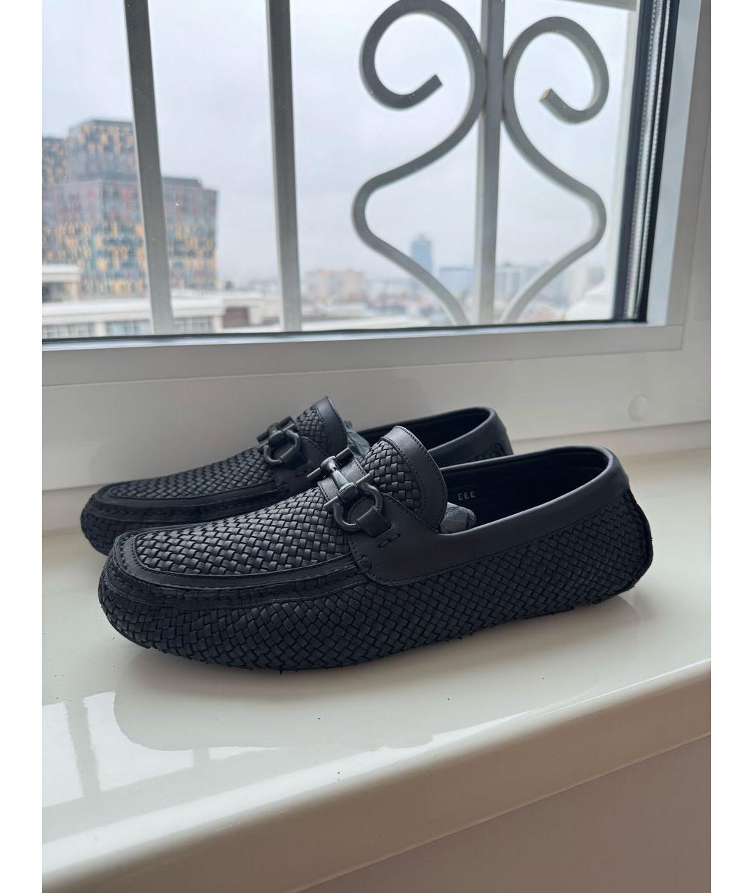 FERRAGAMO Черные кожаные мокасины, фото 9
