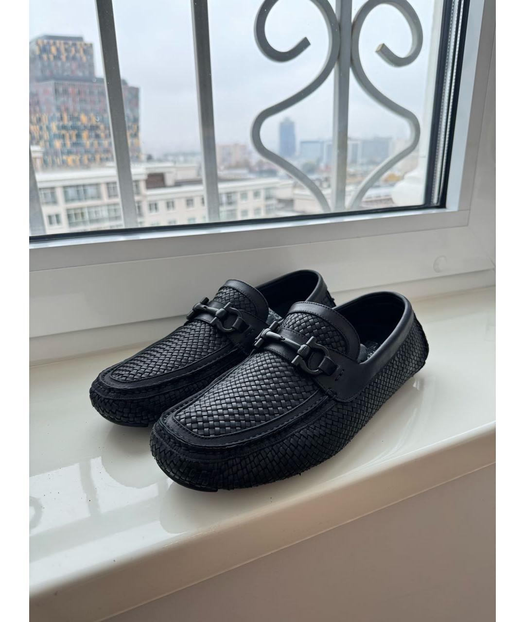 FERRAGAMO Черные кожаные мокасины, фото 5