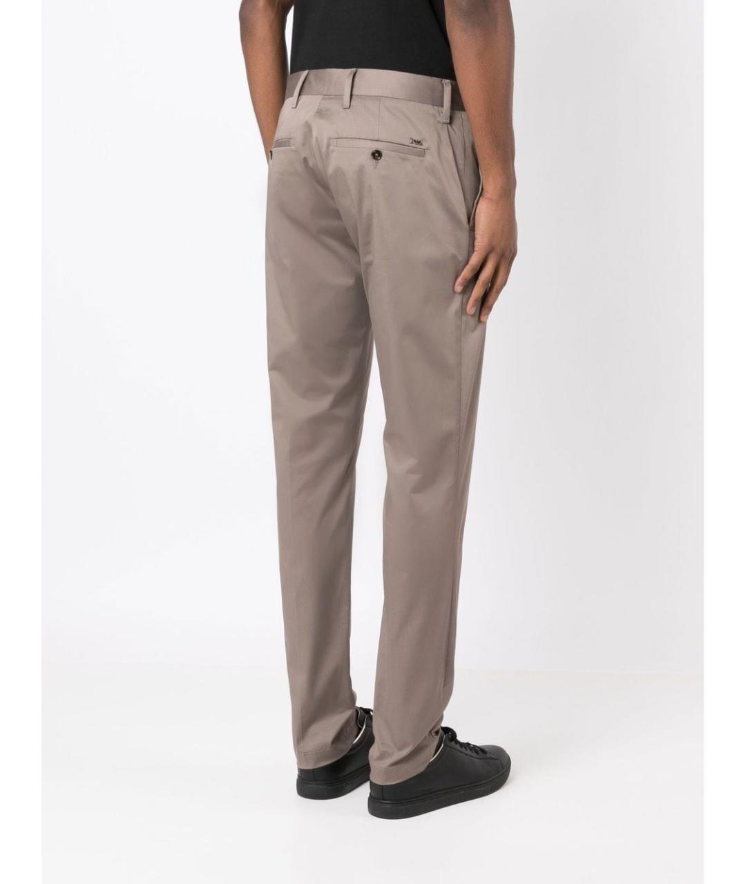 EMPORIO ARMANI Бежевые хлопковые повседневные брюки, фото 2
