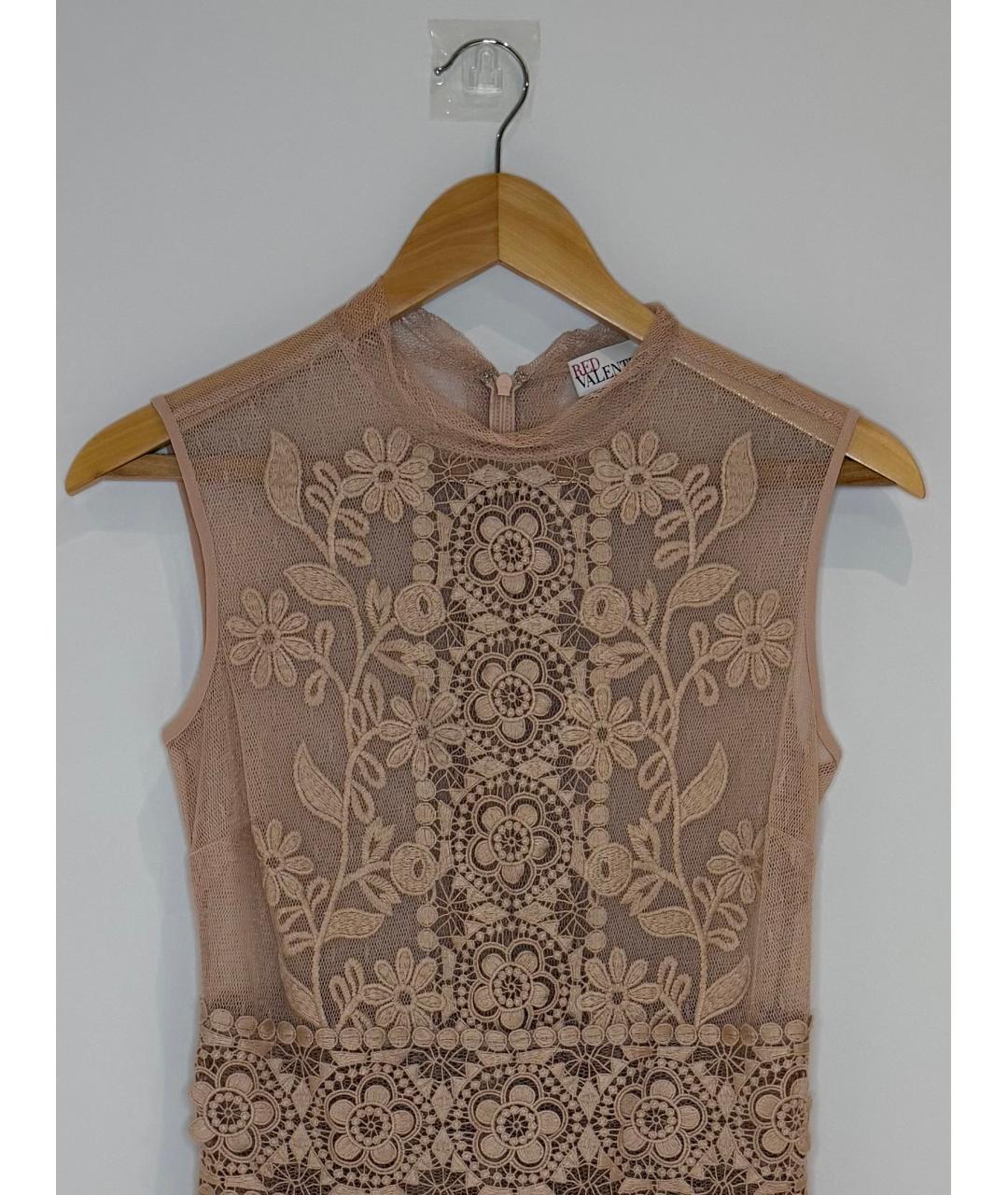 RED VALENTINO Бежевое кружевное вечернее платье, фото 3