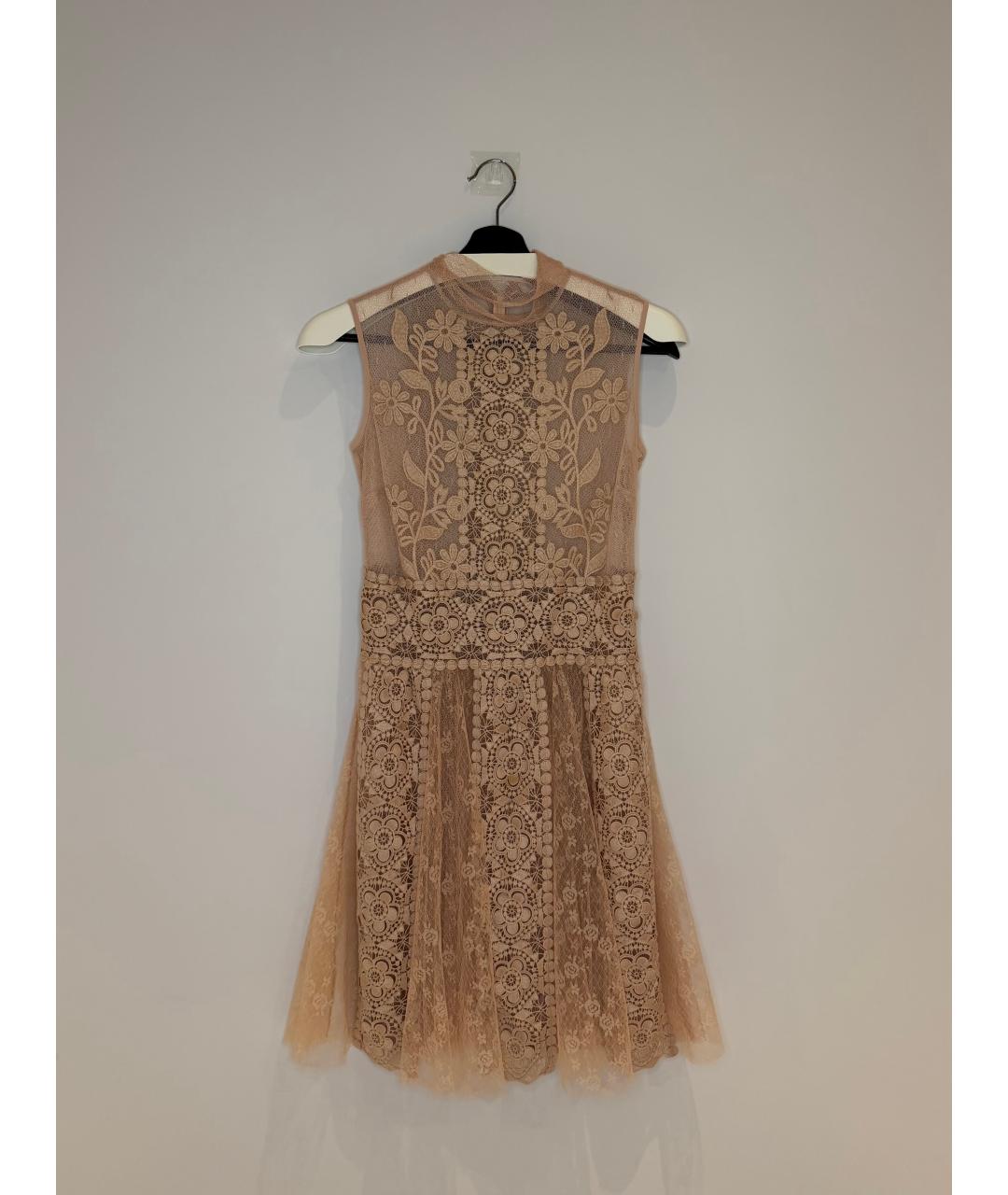 RED VALENTINO Бежевое кружевное вечернее платье, фото 9