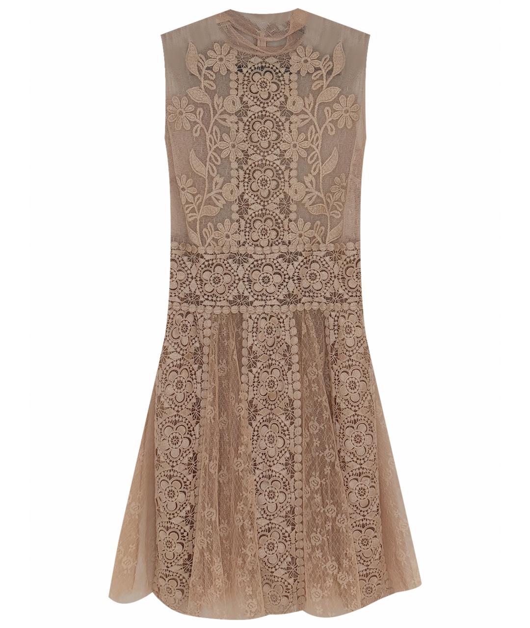RED VALENTINO Бежевое кружевное вечернее платье, фото 1
