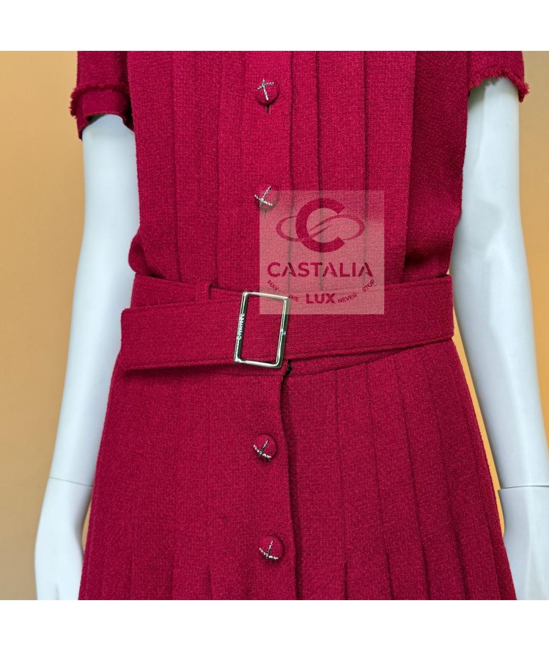 CHANEL Бордовое твидовое коктейльное платье, фото 6