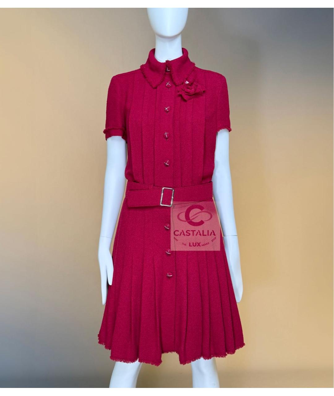 CHANEL Бордовое твидовое коктейльное платье, фото 4