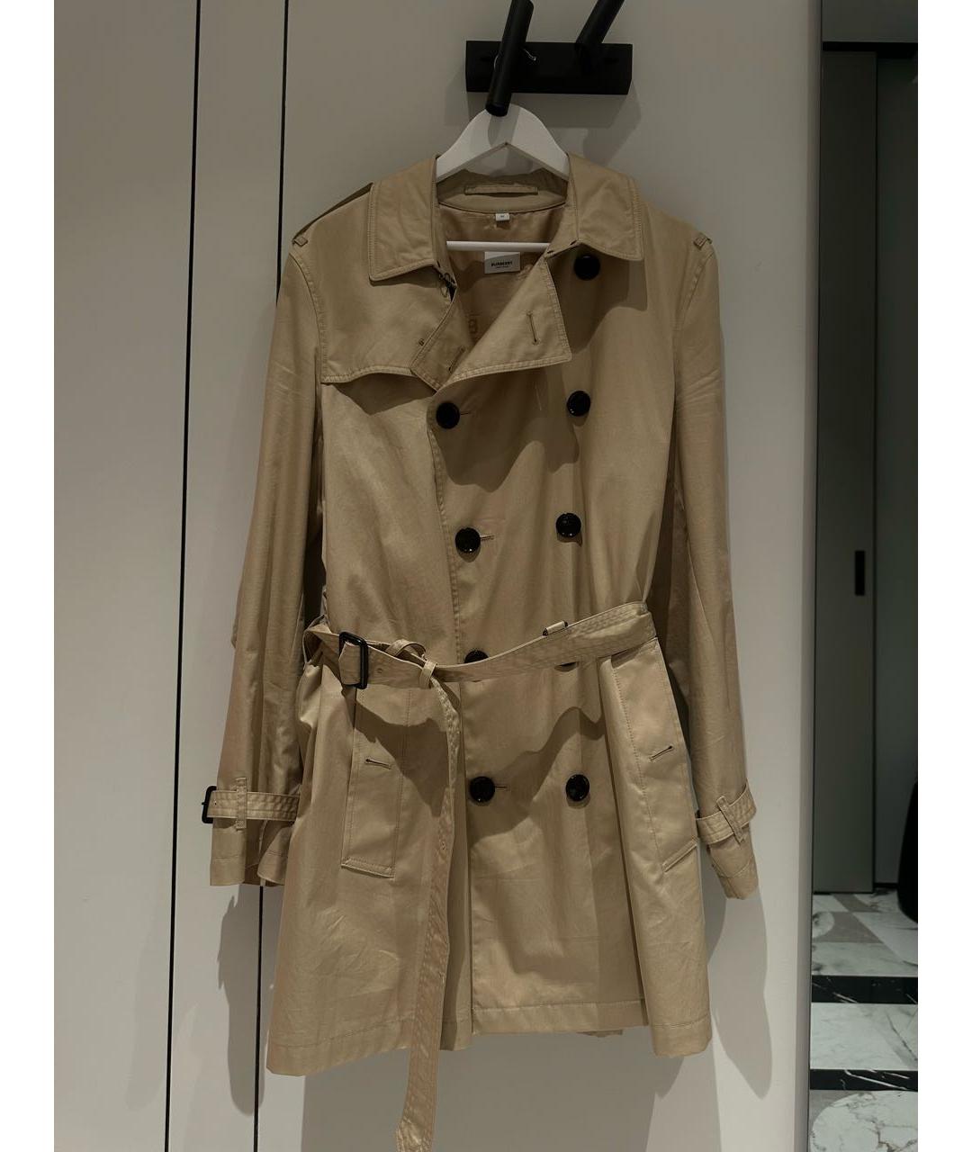 BURBERRY Бежевый вискозный тренч / плащ, фото 8