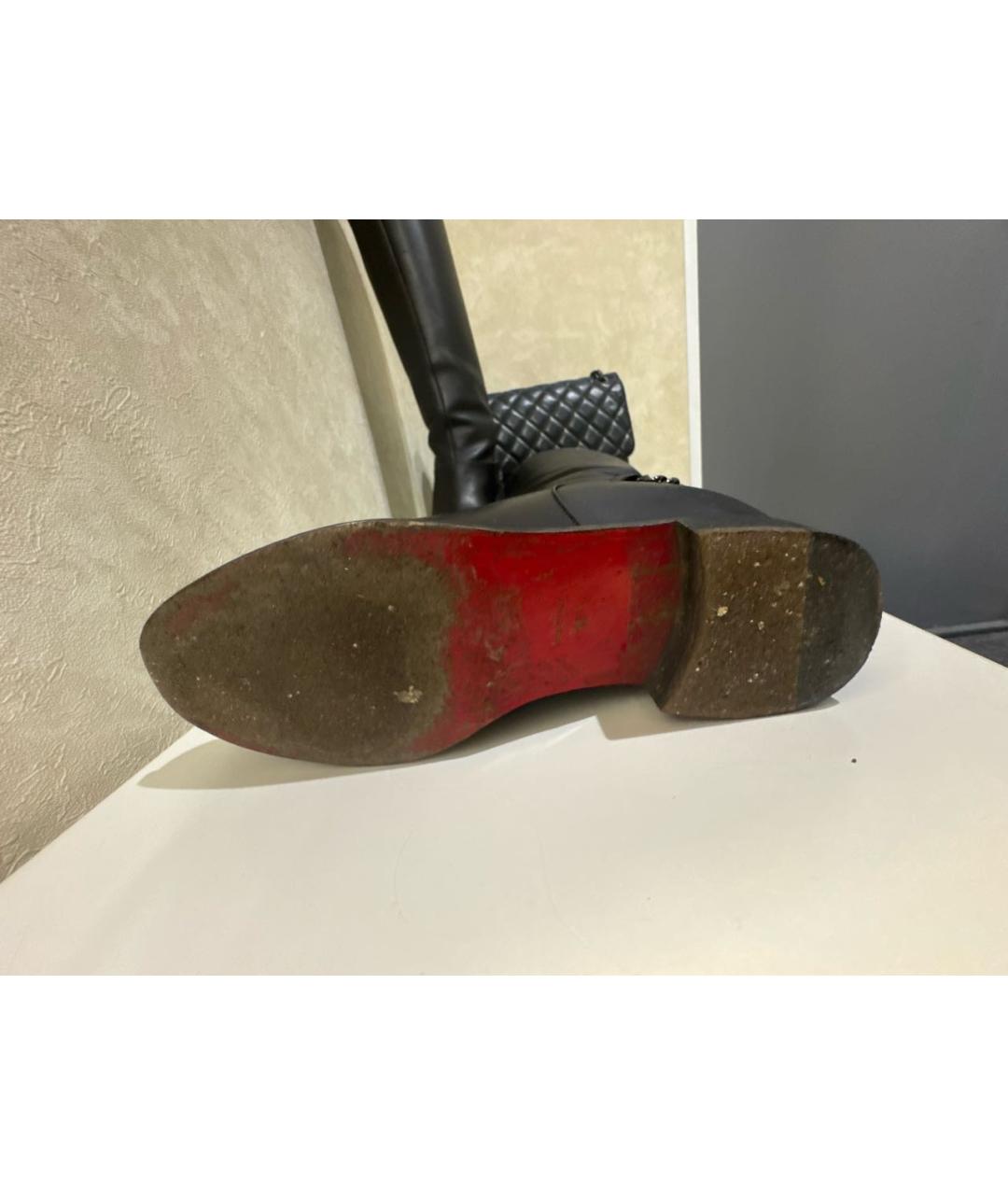 CHRISTIAN LOUBOUTIN Черные кожаные сапоги, фото 5