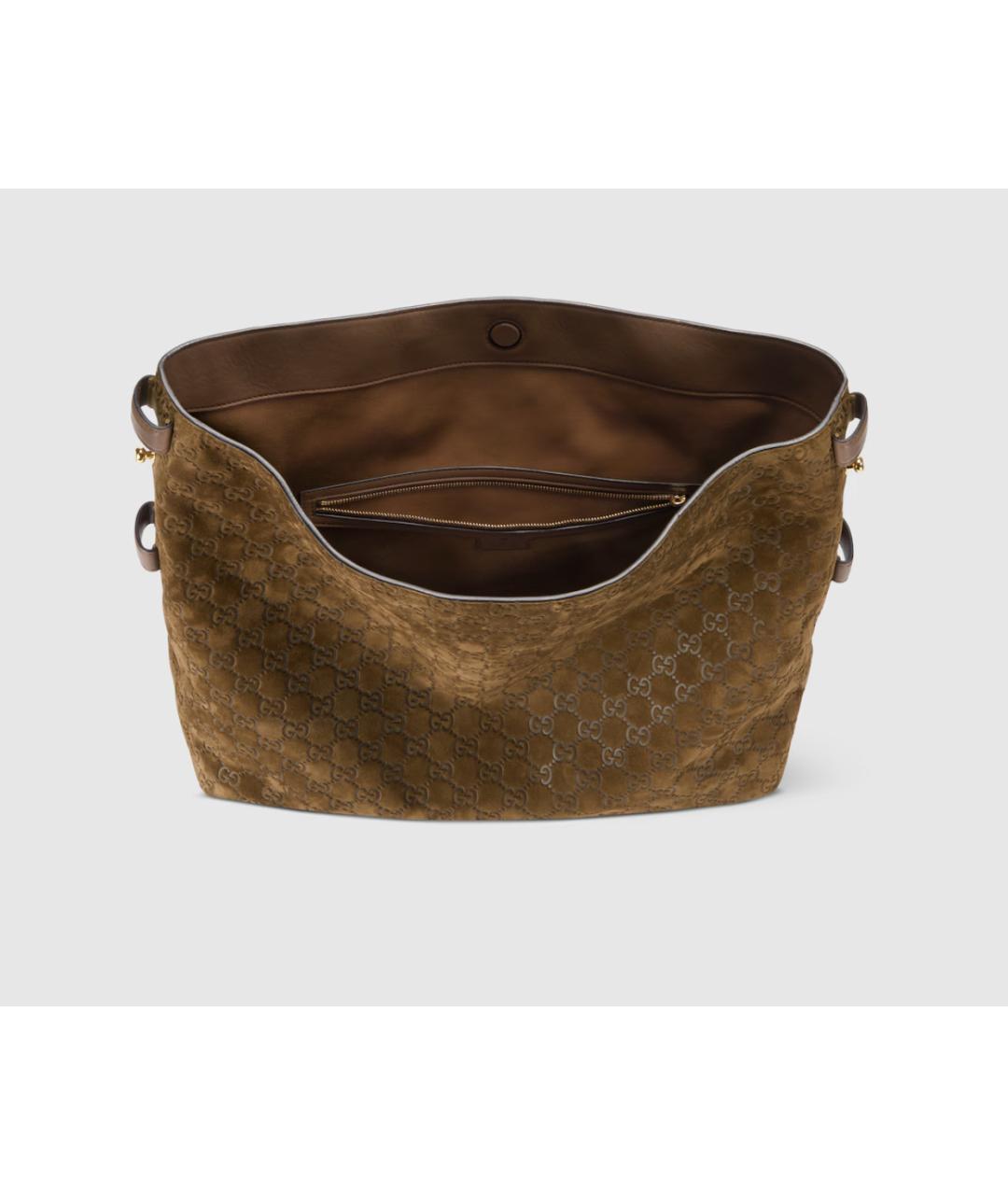 GUCCI Коричневая замшевая сумка тоут, фото 6