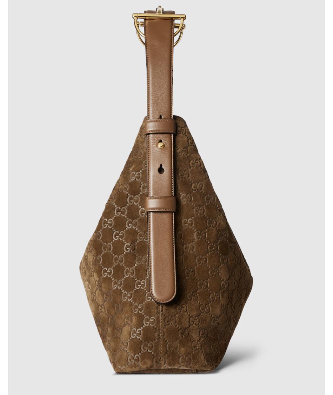 GUCCI Коричневая замшевая сумка тоут, фото 5