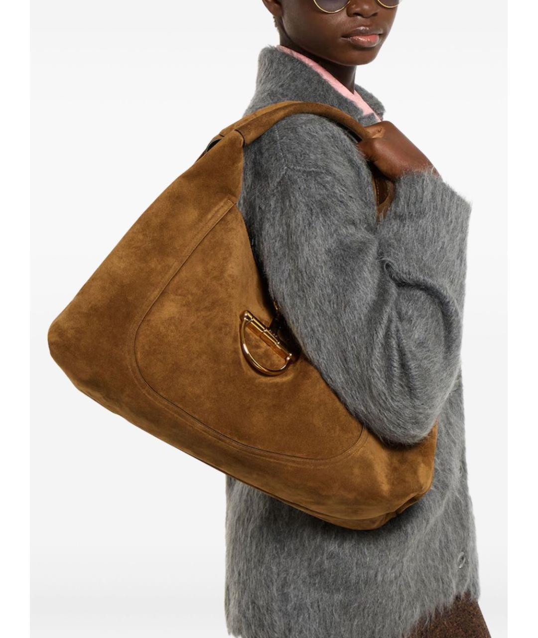 GUCCI Коричневая замшевая сумка через плечо, фото 2