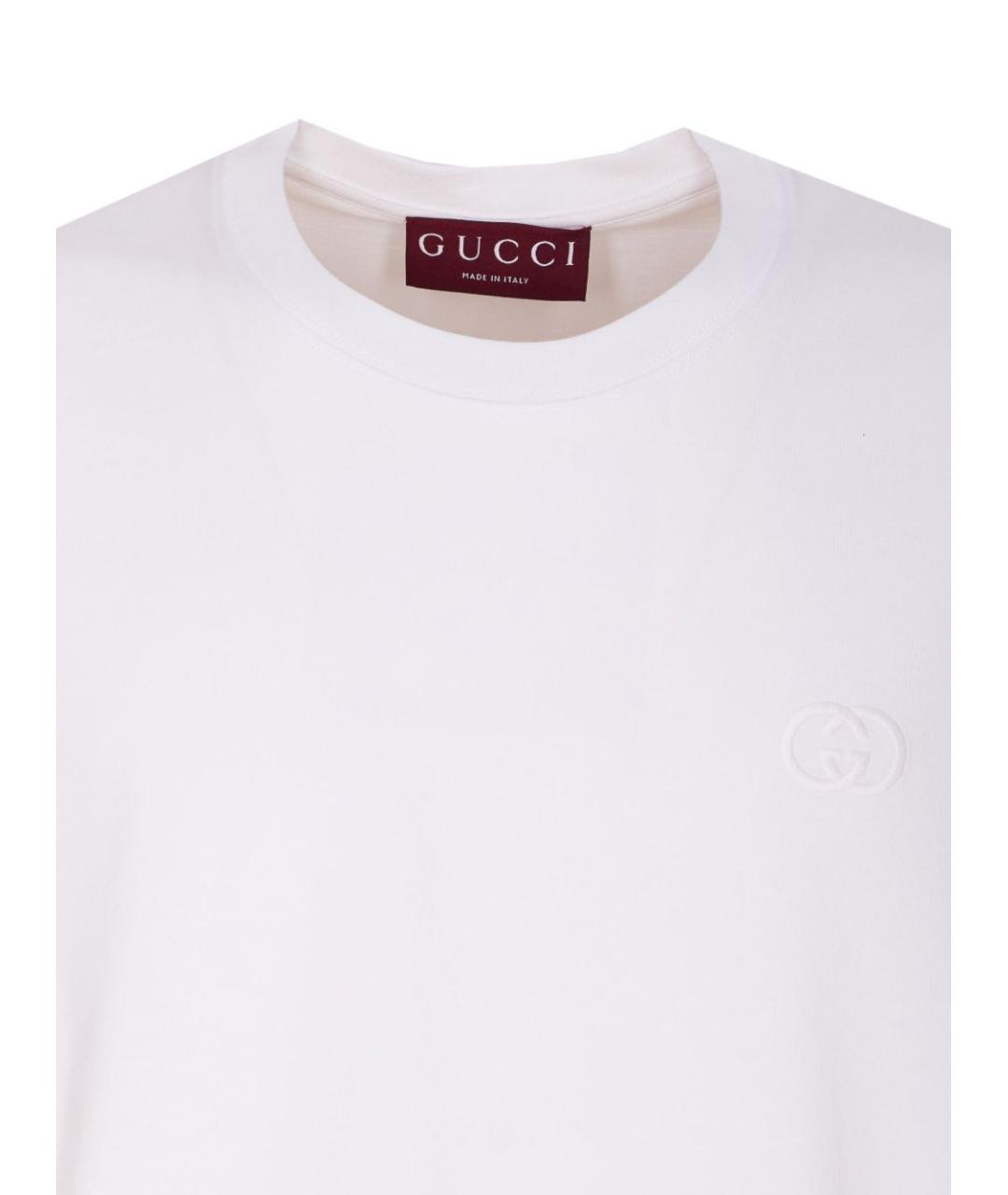 GUCCI Белая хлопковая футболка, фото 4