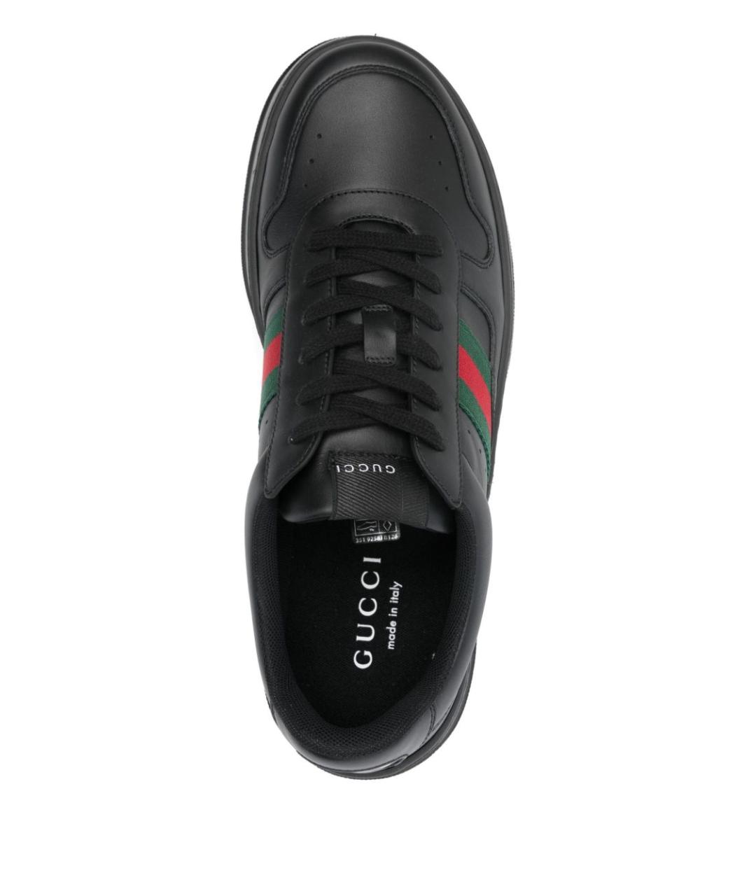 GUCCI Черные кожаные низкие кроссовки / кеды, фото 3