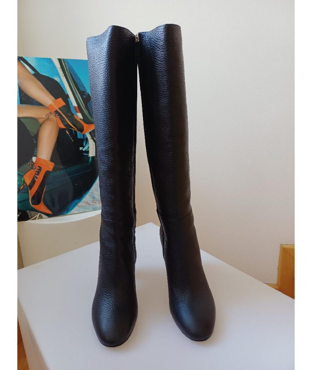 POLLINI Черные кожаные сапоги, фото 5