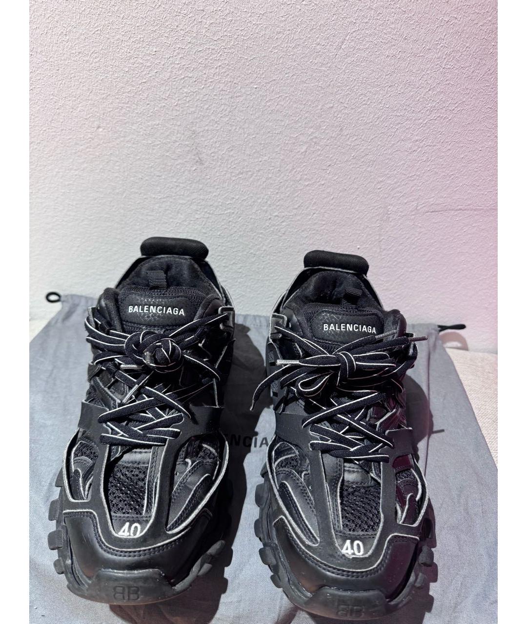 BALENCIAGA Черные кожаные высокие кроссовки / кеды, фото 3