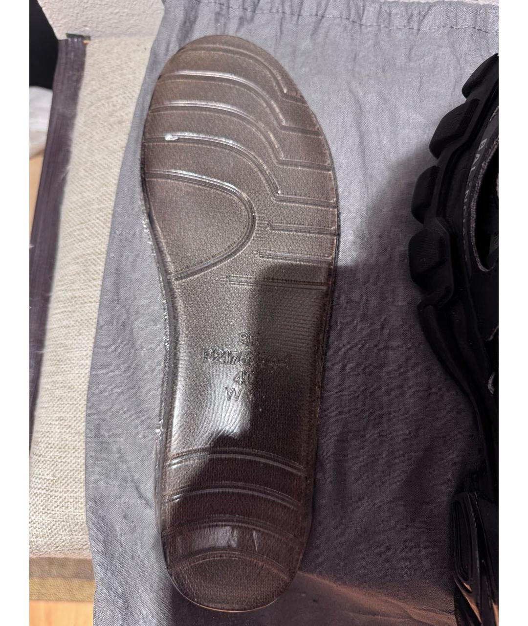 BALENCIAGA Черные кожаные высокие кроссовки / кеды, фото 7