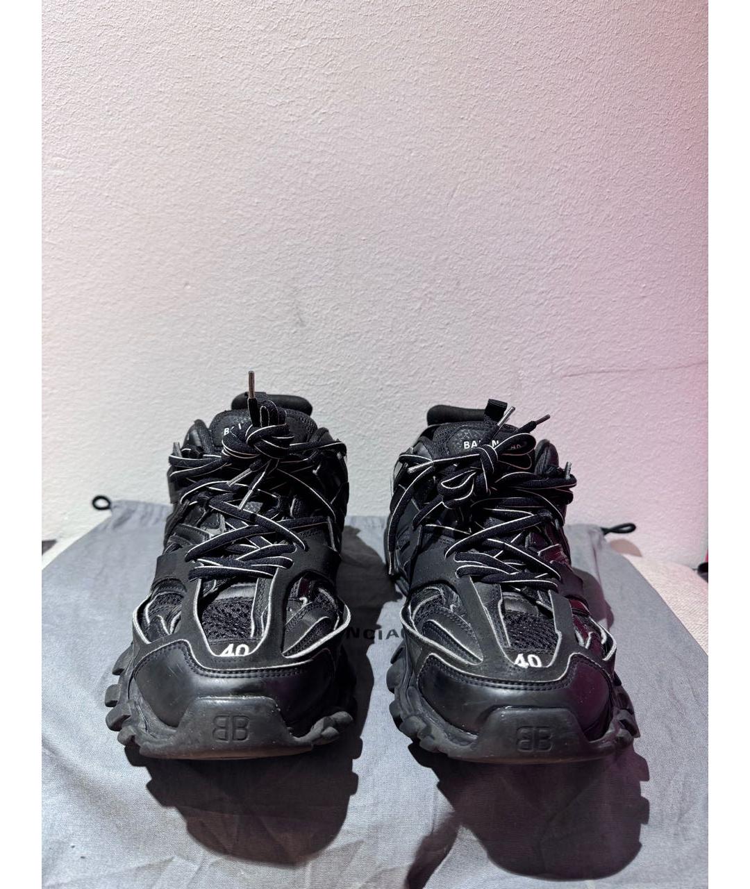 BALENCIAGA Черные кожаные высокие кроссовки / кеды, фото 2