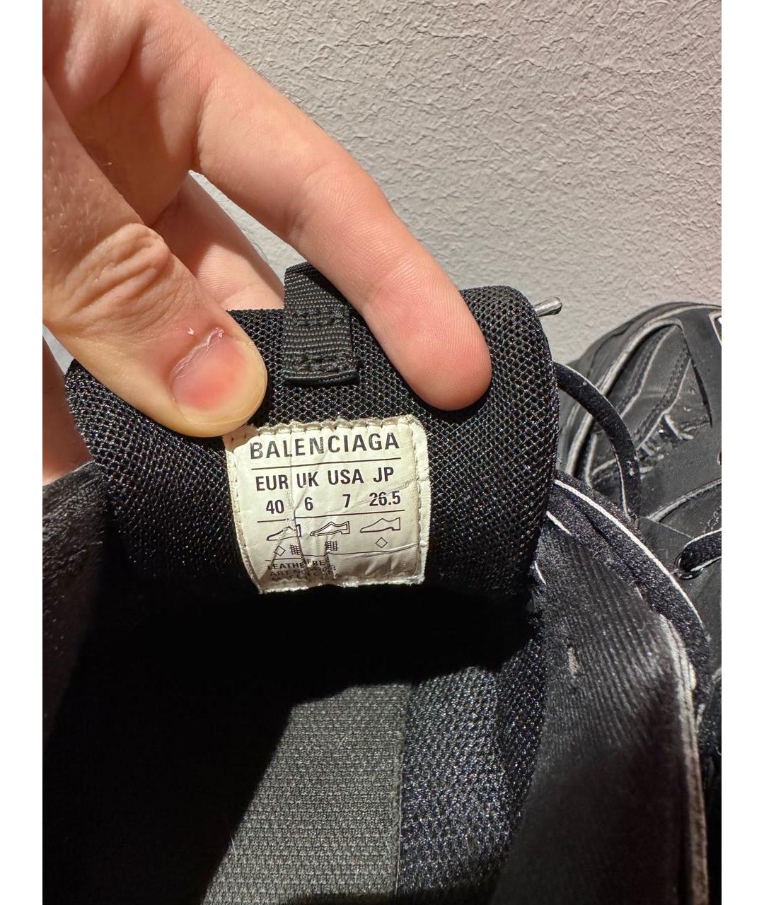 BALENCIAGA Черные кожаные высокие кроссовки / кеды, фото 5