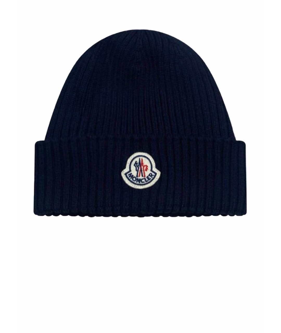 MONCLER Темно-синяя шерстяная шапка, фото 3