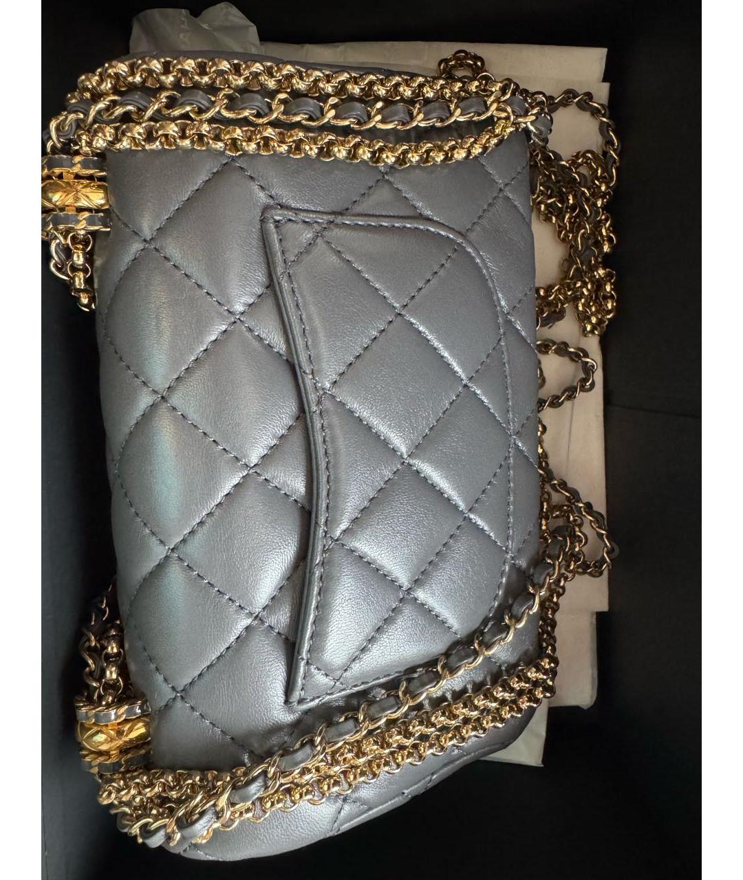CHANEL Серая кожаная сумка через плечо, фото 3