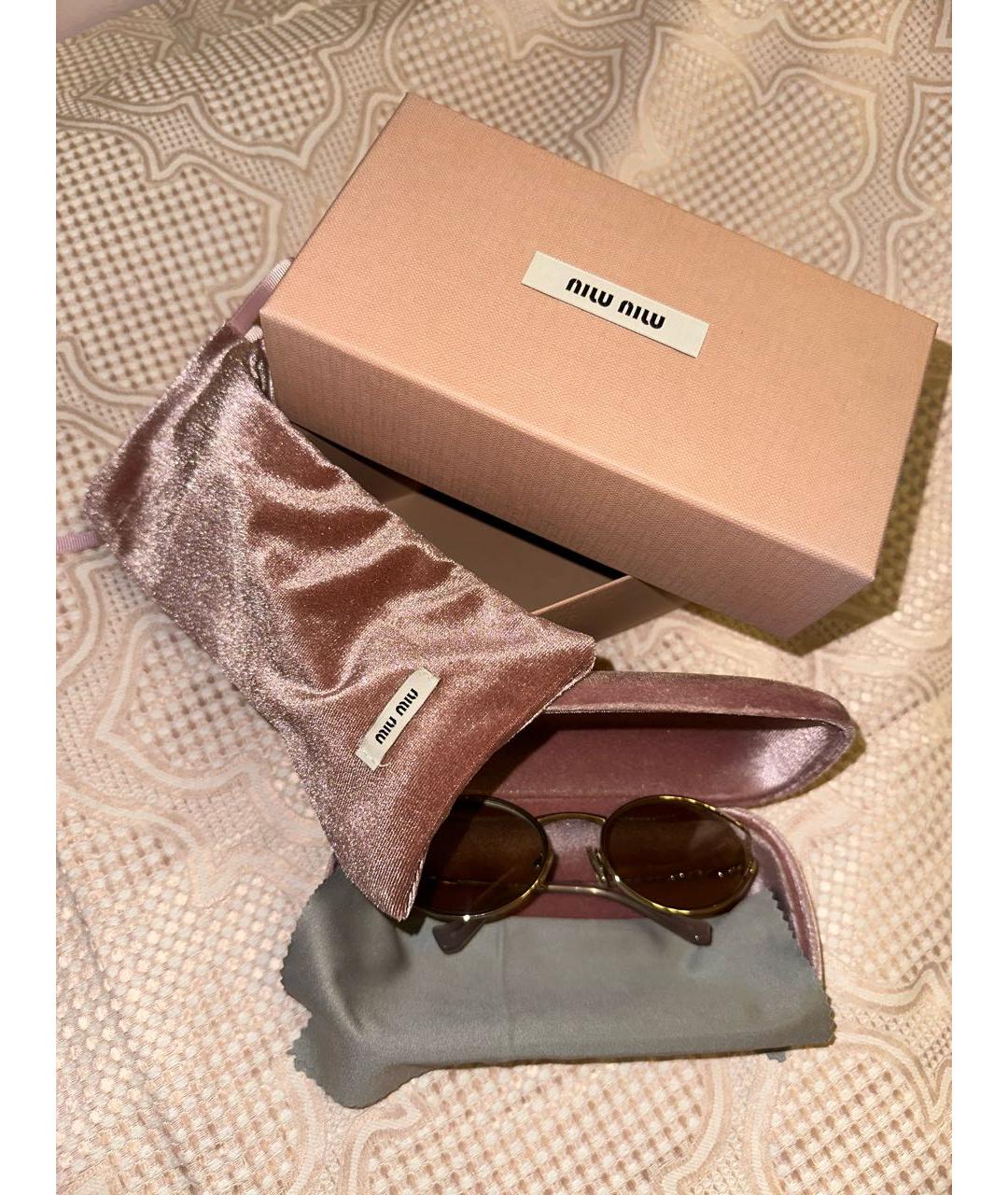 MIU MIU Золотые металлические солнцезащитные очки, фото 4