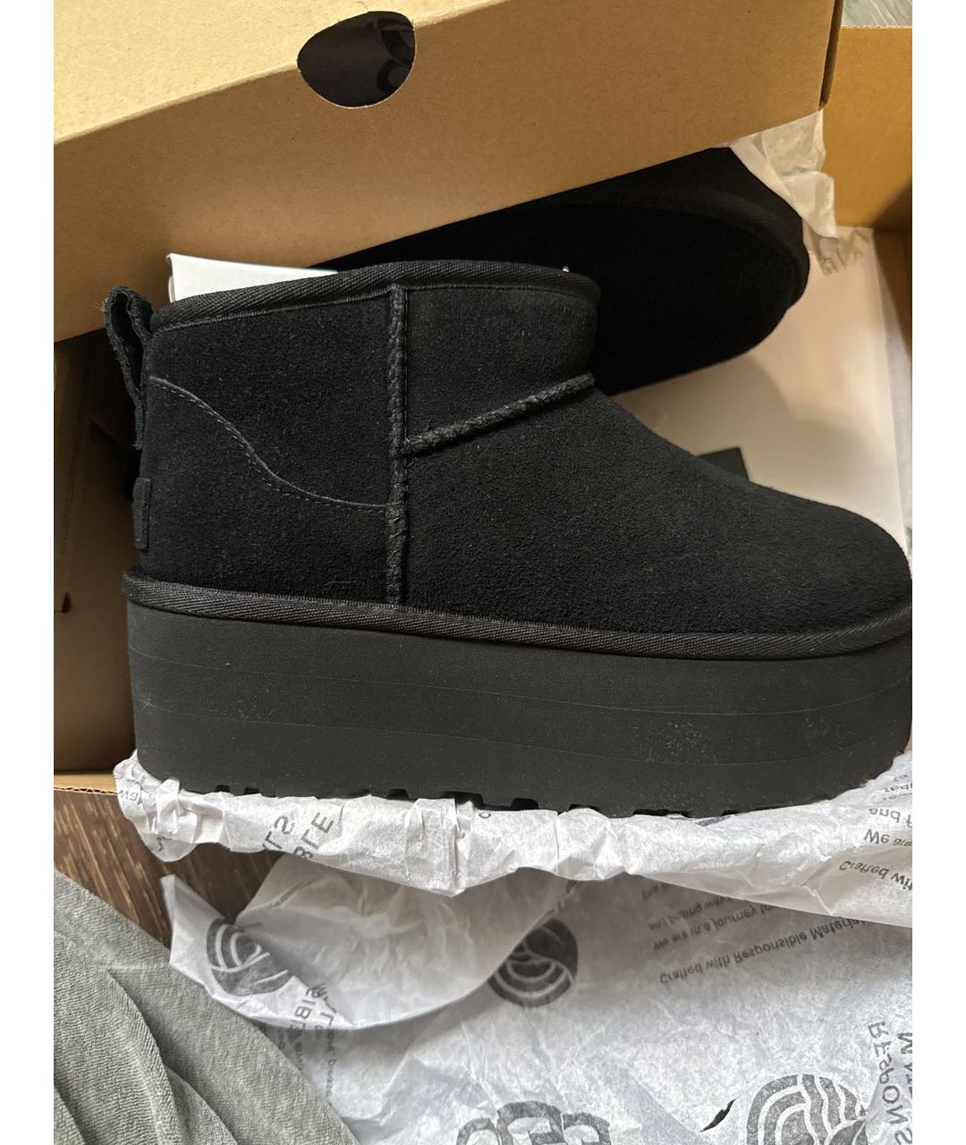 UGG AUSTRALIA Черные нубуковые полусапоги, фото 5