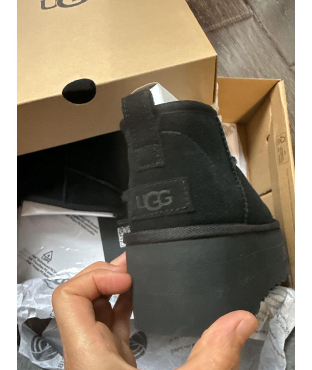UGG AUSTRALIA Черные нубуковые полусапоги, фото 3