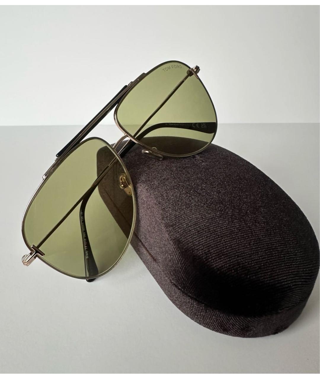 TOM FORD Зеленые металлические солнцезащитные очки, фото 3