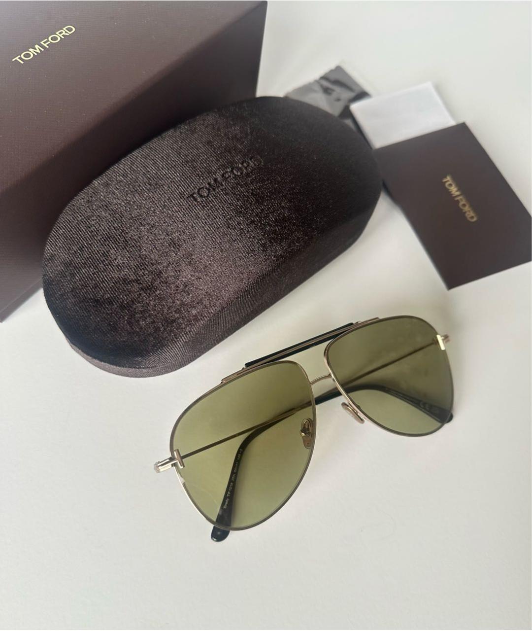 TOM FORD Зеленые металлические солнцезащитные очки, фото 4