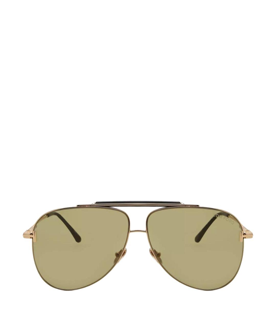 TOM FORD Зеленые металлические солнцезащитные очки, фото 1