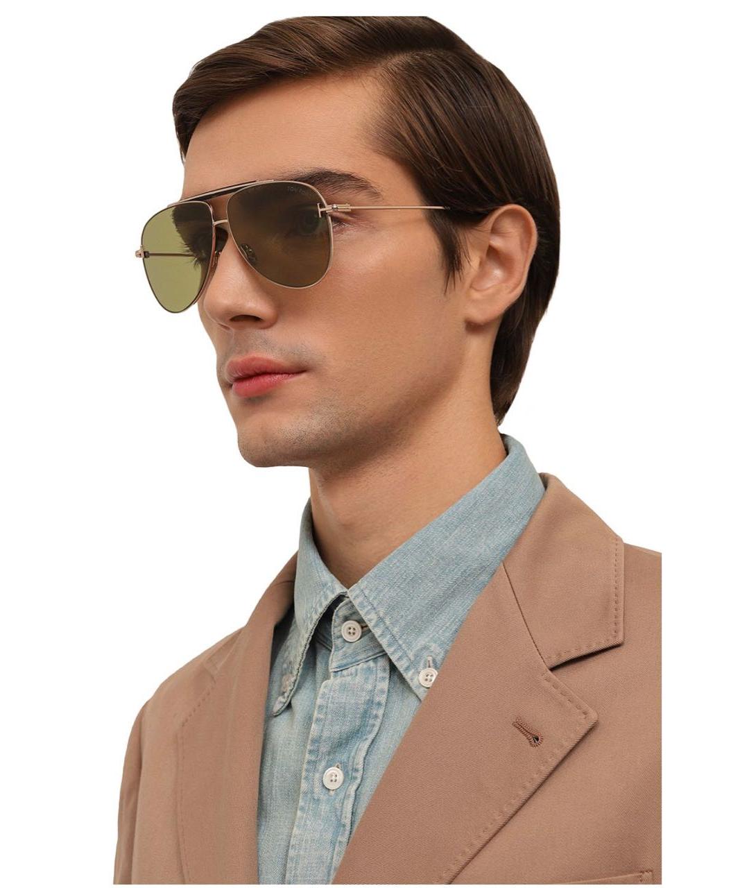 TOM FORD Зеленые металлические солнцезащитные очки, фото 2
