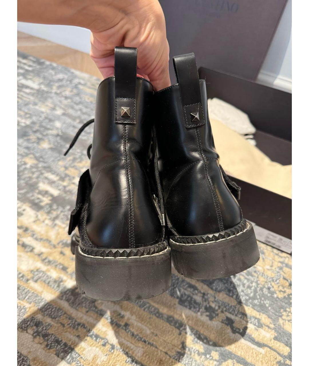 VALENTINO Черные кожаные высокие ботинки, фото 4