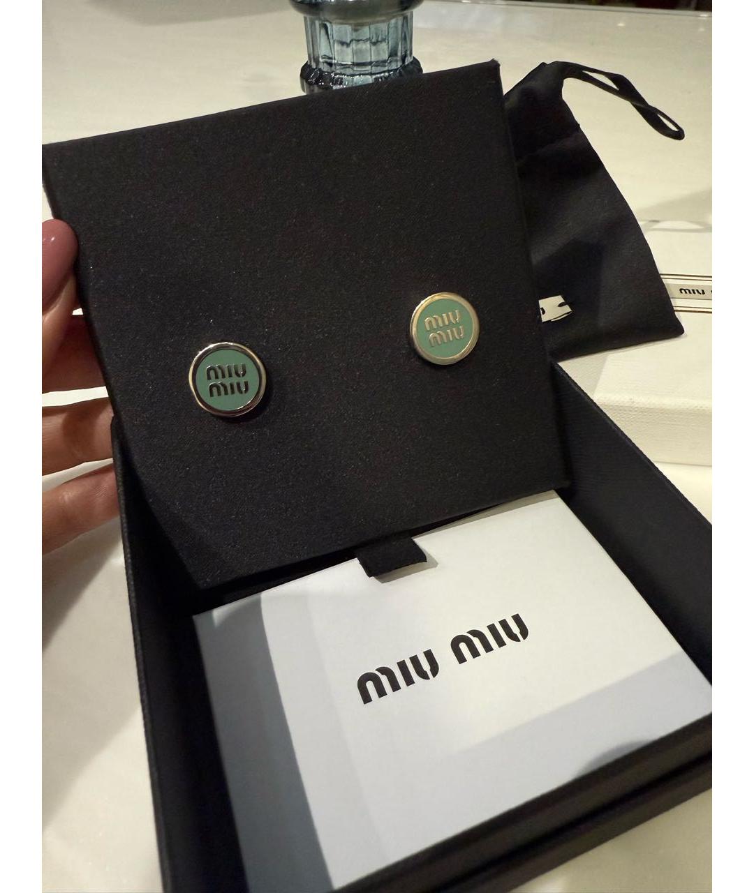 MIU MIU Бирюзовые металлические серьги, фото 2
