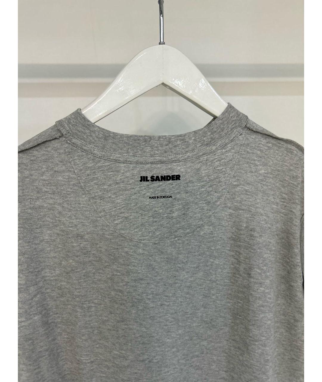 JIL SANDER Серая хлопковая футболка, фото 3