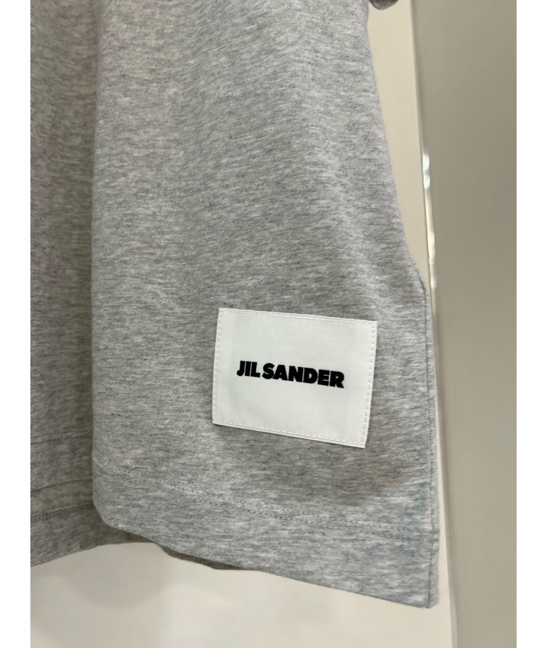 JIL SANDER Серая хлопковая футболка, фото 4