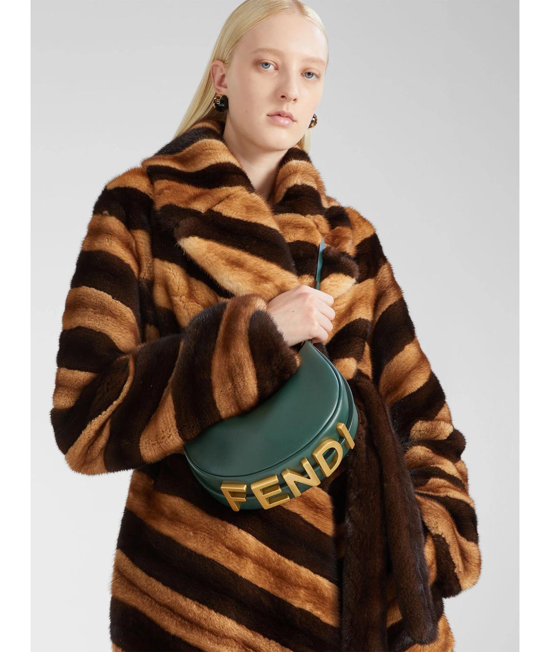 FENDI Зеленая кожаная сумка через плечо, фото 6