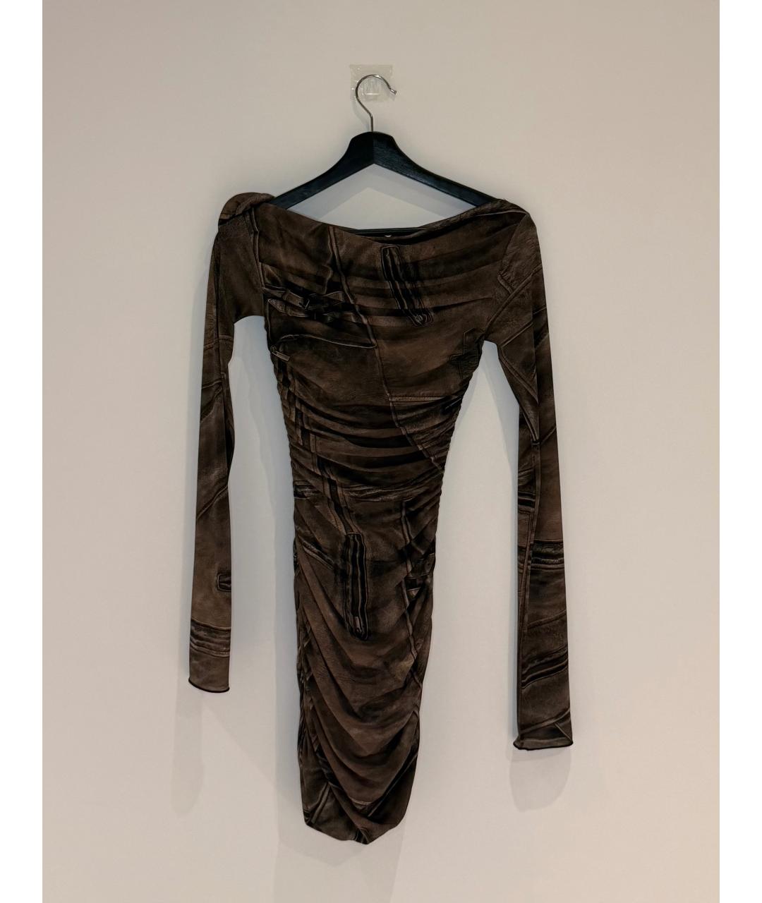 BLUMARINE Коричневое вискозное коктейльное платье, фото 2