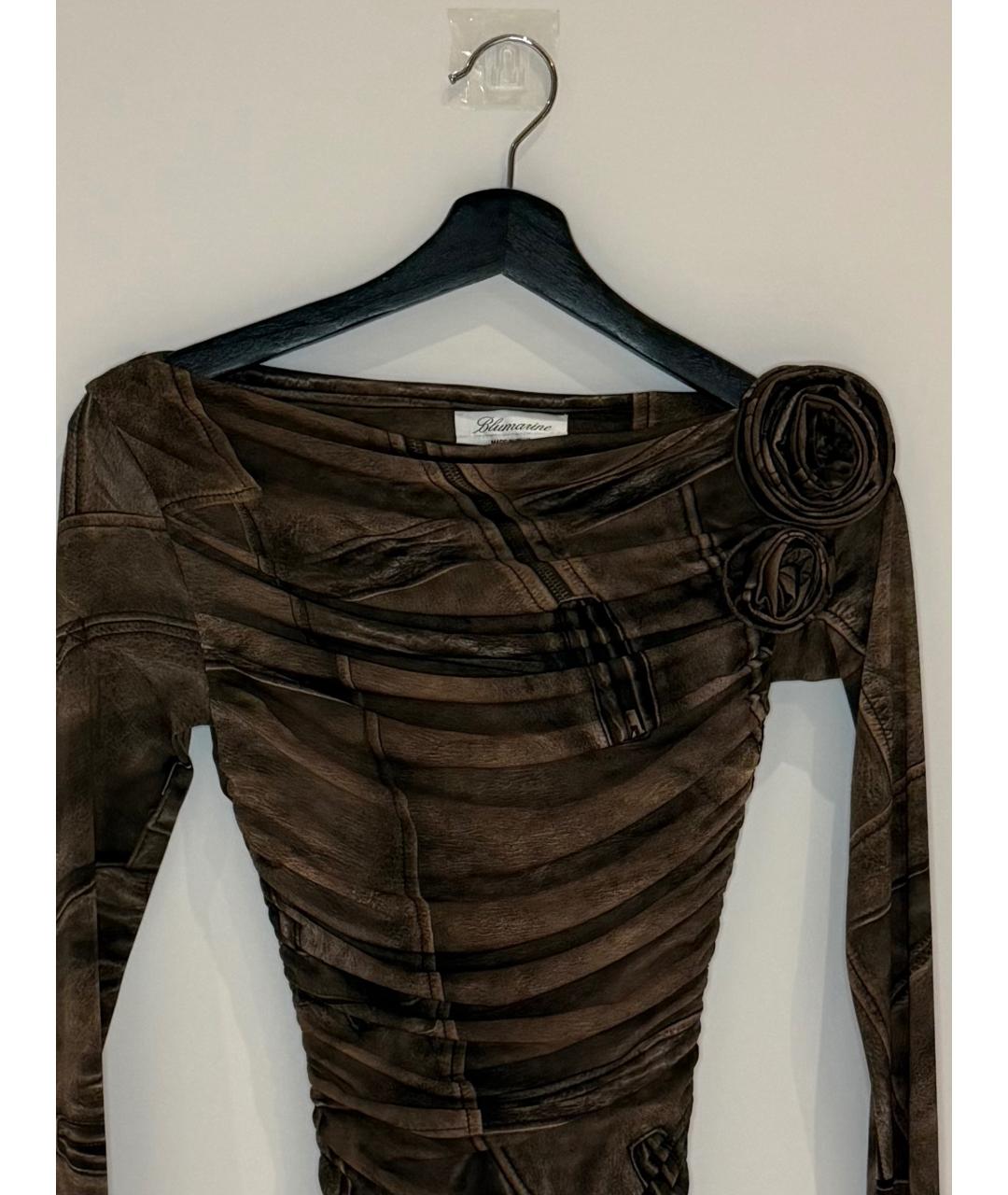 BLUMARINE Коричневое вискозное коктейльное платье, фото 3