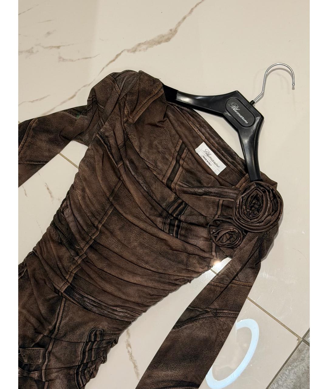 BLUMARINE Коричневое вискозное коктейльное платье, фото 5